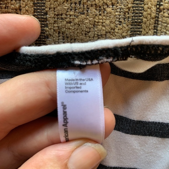 Y2K American Apparel Black White Striped Midi Dress Rachel Friends Gilmore Girls - Picture 8 of 12